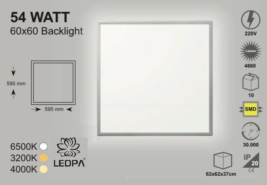 KARE 54W SLIM LED PANEL 6500K BEYAZ , 54W PANEL BEYAZ
