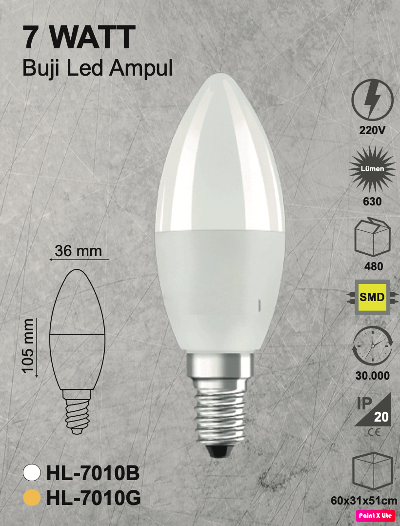 E14 İNCE DUY 7W ( BUJİ DUY ) E14 7W İNCE DUY 220V , DİMMER YOKTUR