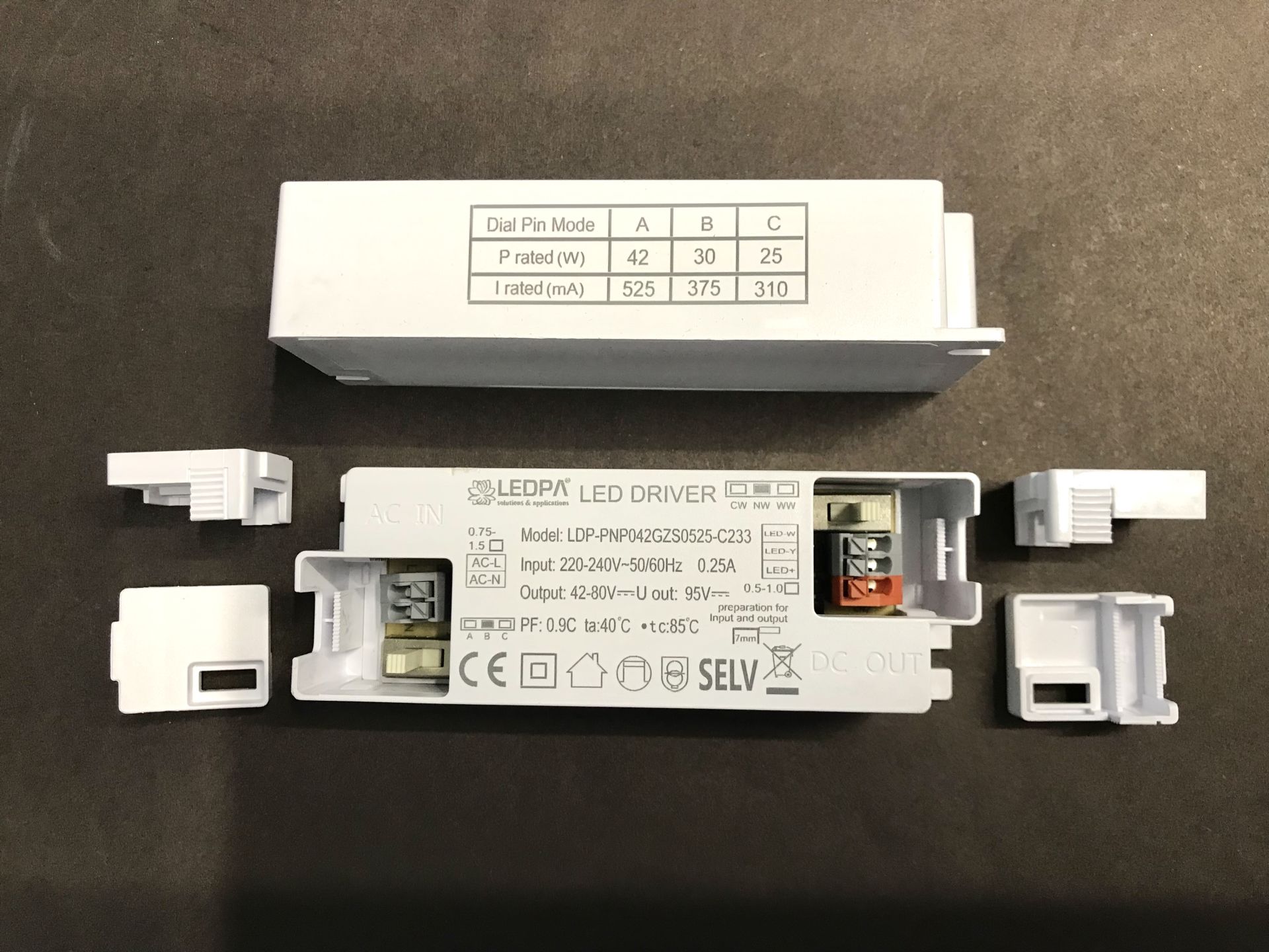 LEDPA LED DRIVER , 42W 25-40V ,  LDP-PNP042GZS0525-C233 , AKIM AYARLI LED DRIVER 310MA , 375MA , 525MA