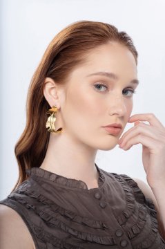 Wave Leaf Hoops