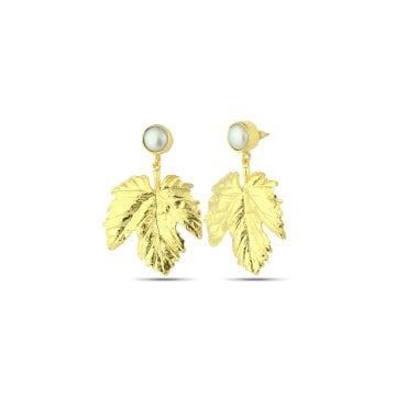 Golden Plane Leaf Earrings