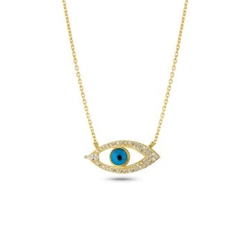 Gold Blue Eye Necklace