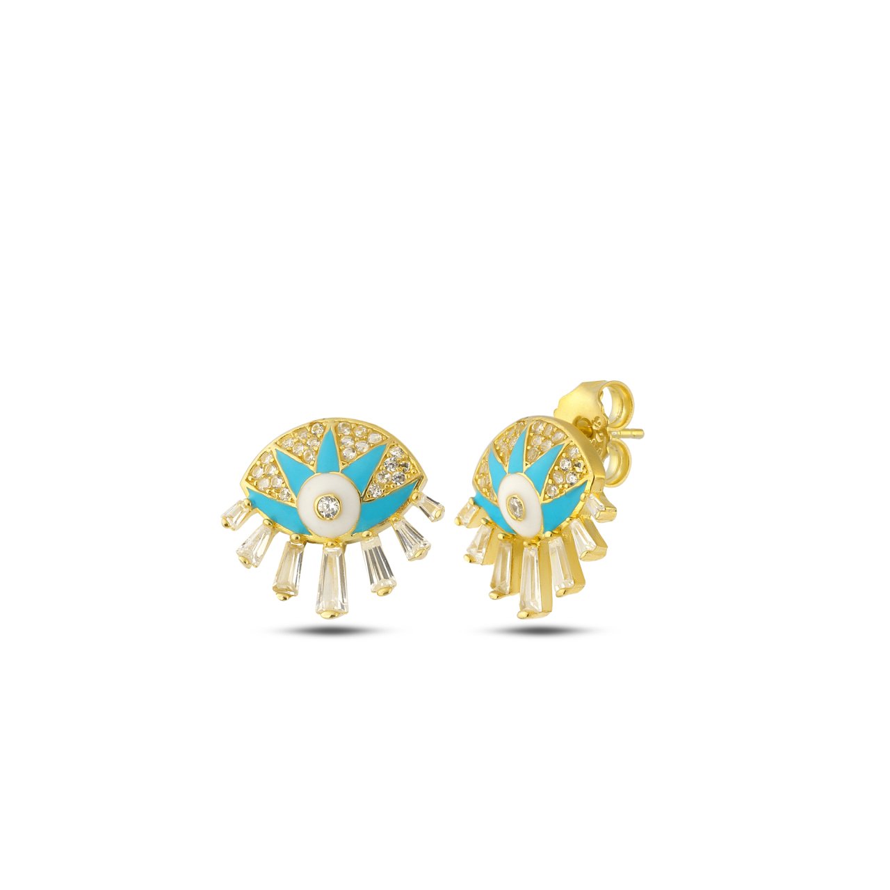 Turquoise Enamel Eye Earrings