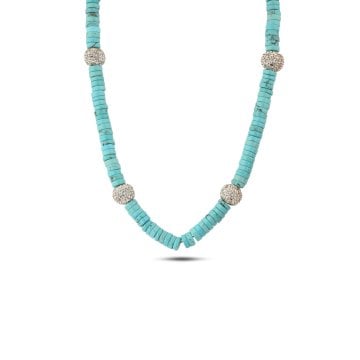 Turquoise Crystal Ball Necklace