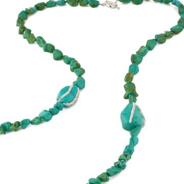 Turquoise Crystal Long Necklace
