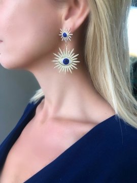 Blue Eye Big Sun Earrings