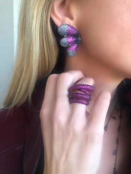 Pink Lux Wing Earring