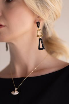 Black Gold Lily Earrings
