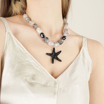 Royal Black Sea Star Necklace