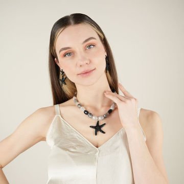 Royal Black Sea Star Necklace