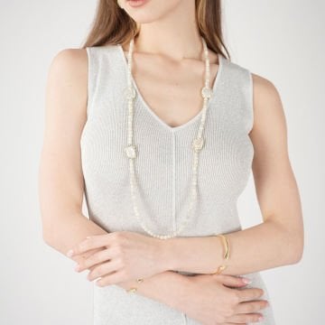 Yellow Agate Pearl Crystal Necklace