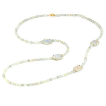 Yellow Agate Pearl Crystal Necklace
