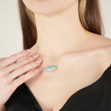 Turquoise Baguette Eye Necklace
