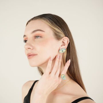 Turquoise Baguette Eye Earrings