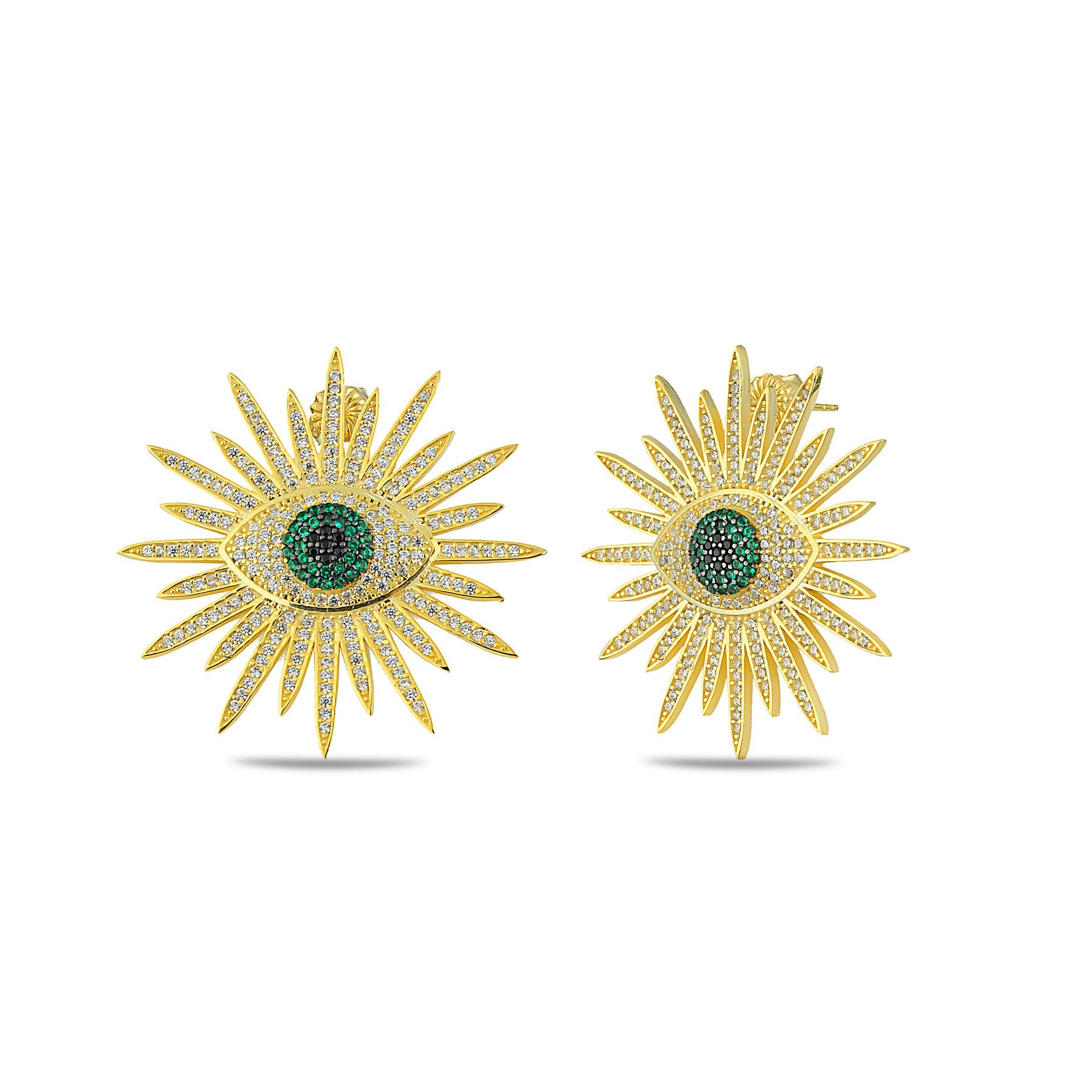 Green Eye Sun Earrings