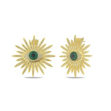 Green Eye Sun Earrings