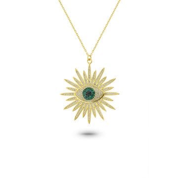 Green Eye  Sun Necklace