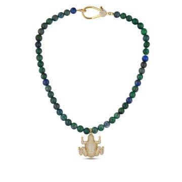 Green Gold Frog Necklace