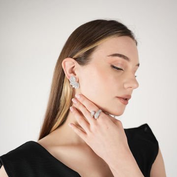 Silver Mini Fan Earrings