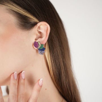 Mini Multicolor Fan Earrings