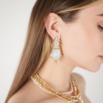 Crystal Leaf Earrings