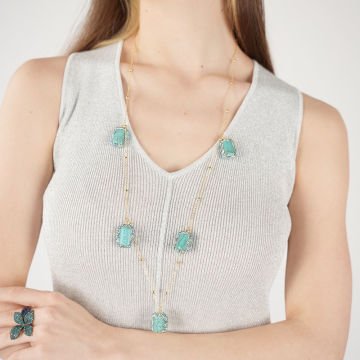 Turquoise Rec Chain Necklace