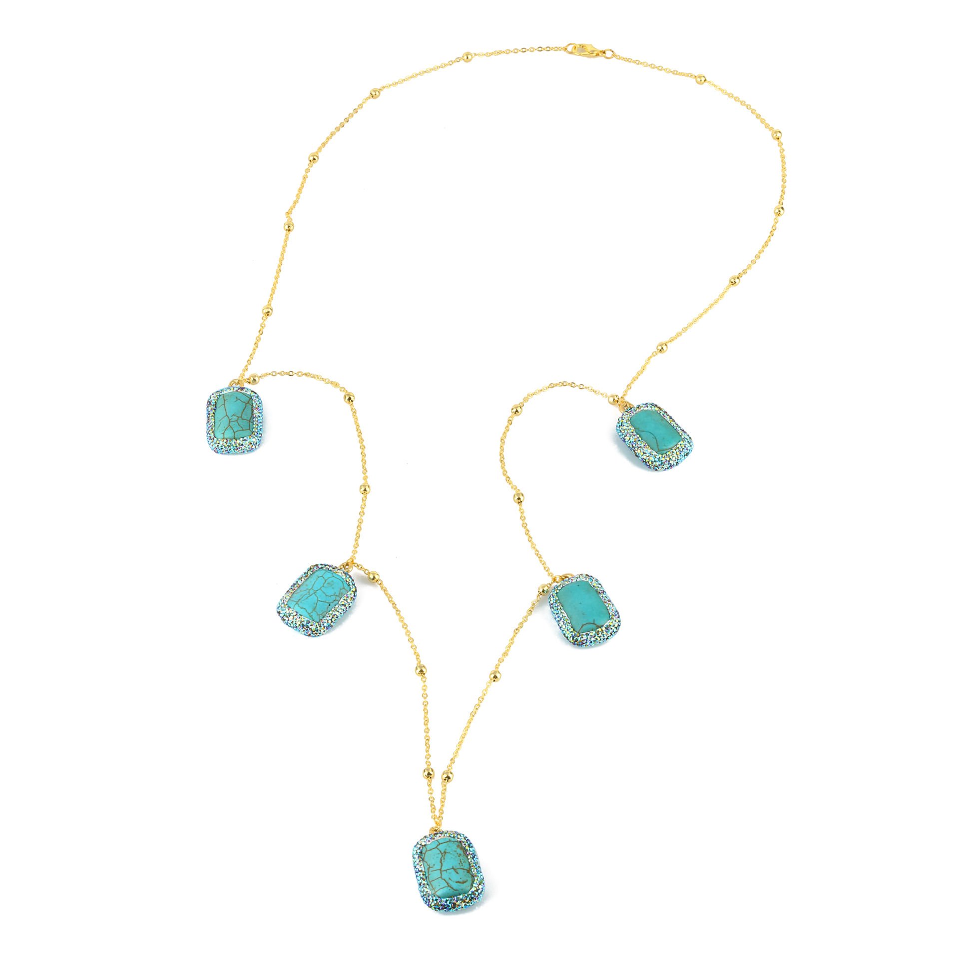 Turquoise Rec Chain Necklace