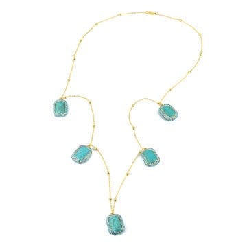 Turquoise Rec Chain Necklace