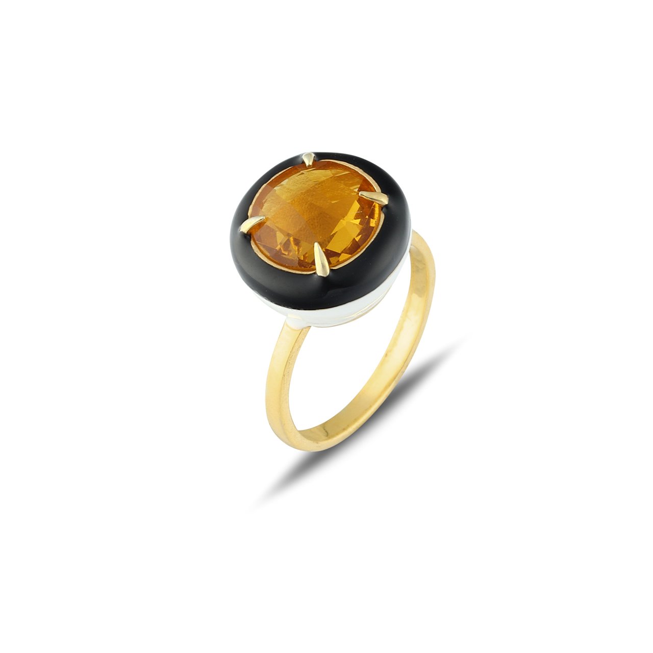 Black White Enamel Ring
