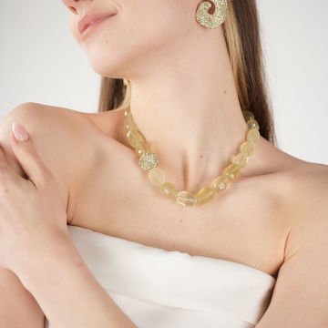 Yellow Crystal Ball Necklace