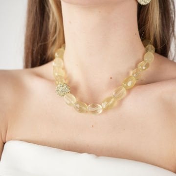 Yellow Crystal Ball Necklace