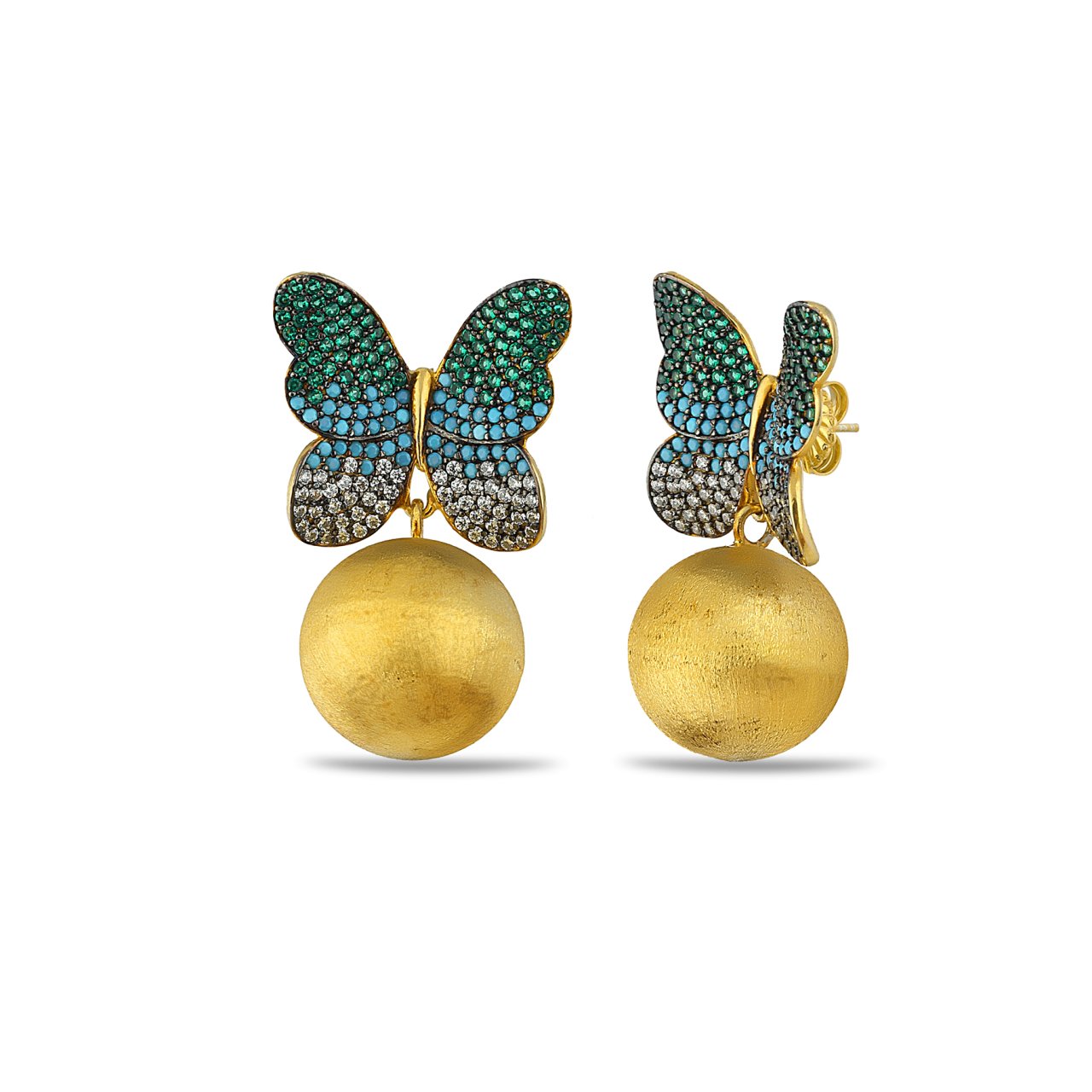 Green Turquoise Butterfly Earrings