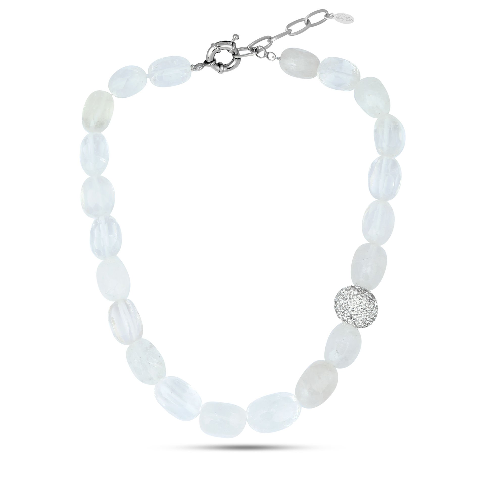 White Crystal Ball Necklace
