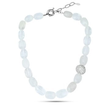 White Crystal Ball Necklace