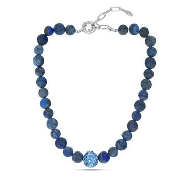 Matte Lapis Ball Necklace