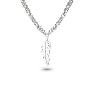 Palm Leaf Silver Necklace