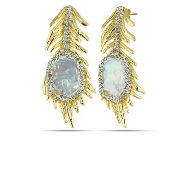 Navy Crystal Leaf Earrings