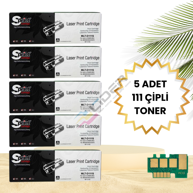 S PRINT MLT-D111S TONER (YENİ VERSİYON) (1K*) ÇİPLİ ✅ ÇOK AL AZ ÖDE 5 ADET