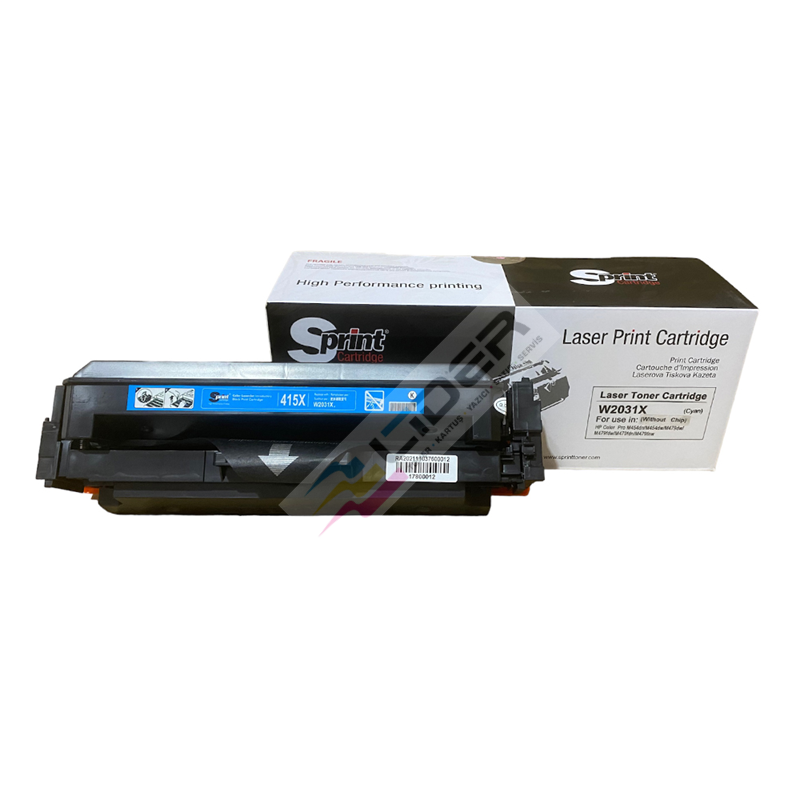 S PRINT HP W2031X (415X) CANON CRG-055H CYAN TONER - ÇİPSİZ⛔(6K*)