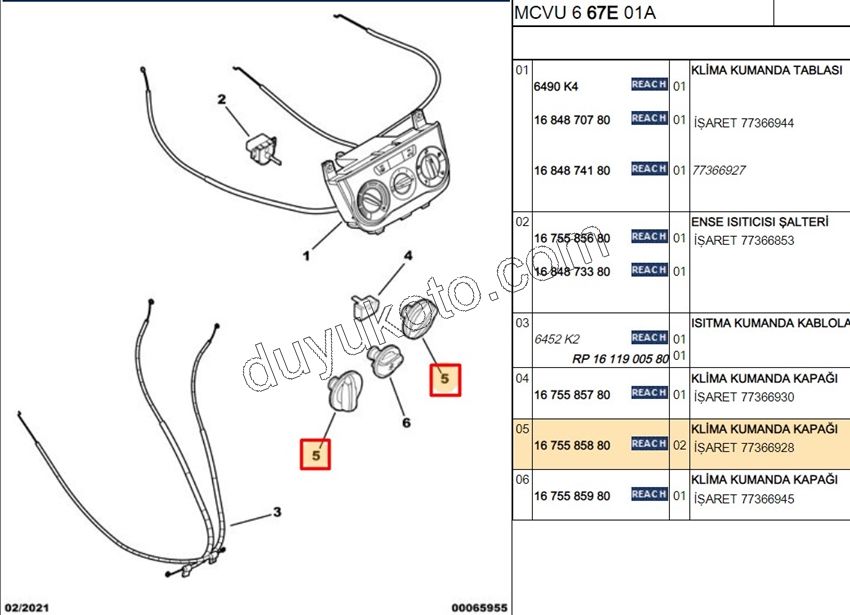 Kalorifer Anahtarı Sağ/Sol PBP FRN