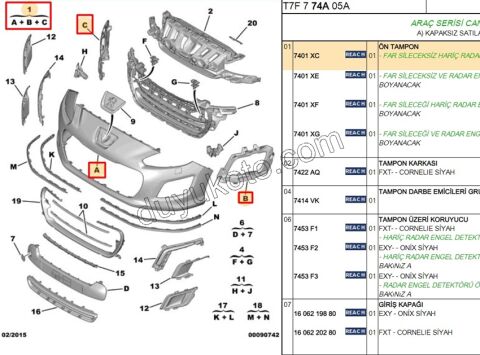 Ön Tampon P3081MQ PARK SENS YOK