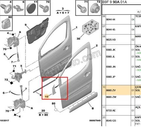 Kapı Direği Bandı Sol Ön Kapı PRT3