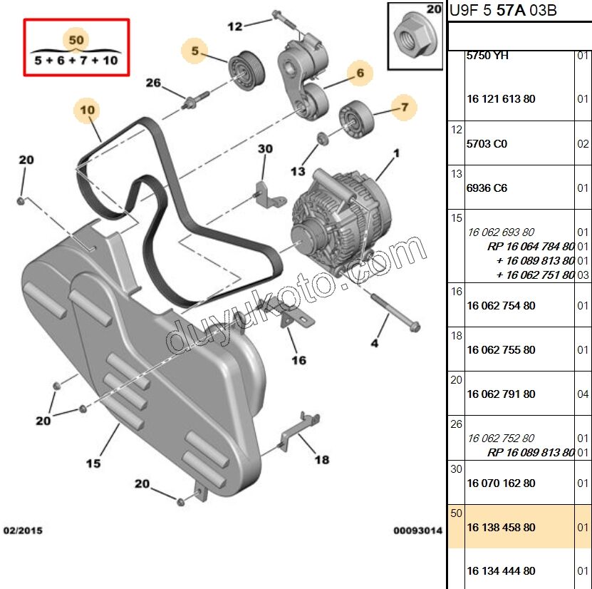 KIT KAYIS ALTER BXR3 Klimalı 1611424780 + 1611423480 + 1611423780 + 5750.YH