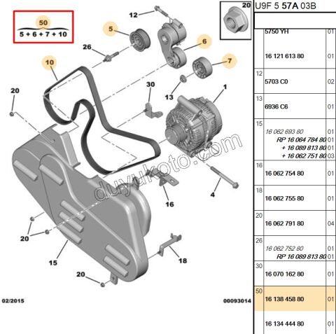 KIT KAYIS ALTER BXR3 Klimalı 1611424780 + 1611423480 + 1611423780 + 5750.YH