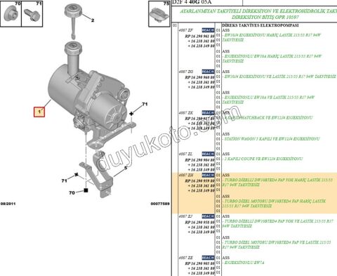 Direksiyon Pompası P407 DW10 8V 17 JANT