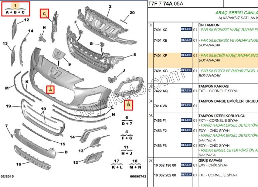 Ön Tampon P3081MQ FAR YIKAMA+ PARK SENS YOK