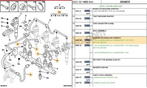 Enjektör Borusu Takım   2.8 HDI BXR2