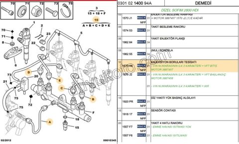 Enjektör Borusu Takım 2.8 HDI BXR2