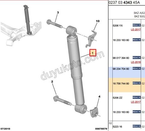 Arka Amortisör C33 DS3
