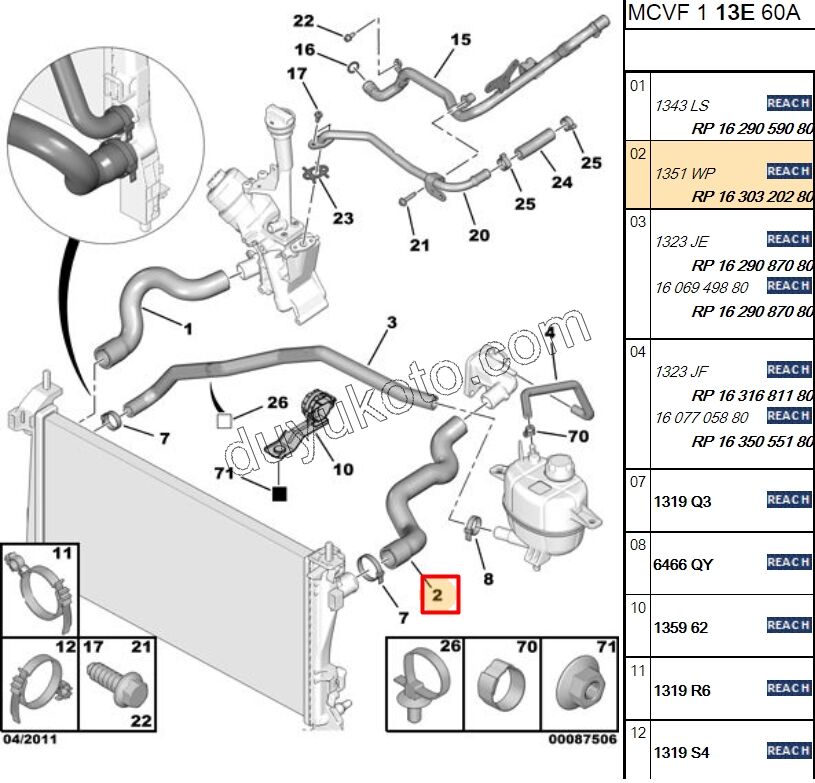 Radyatör Üst Hortumu L PBP 1.3JTD